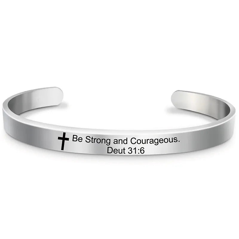 Christian Scripture Stainless Steel Cuff Bracelet