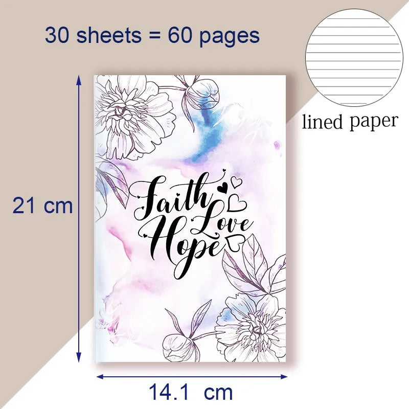 A5 Notebook - Faith Hope Love- Christian Book Prayer Journal Journaling Bible Study Supplies Biblia Apuntes Anote Livre Chretien