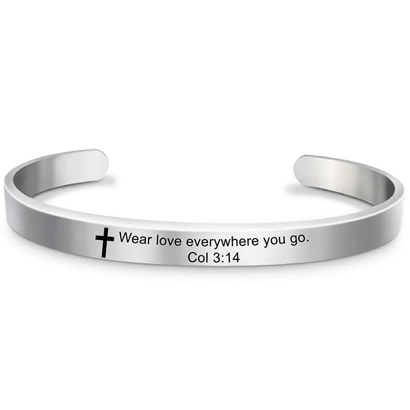 Christian Scripture Stainless Steel Cuff Bracelet