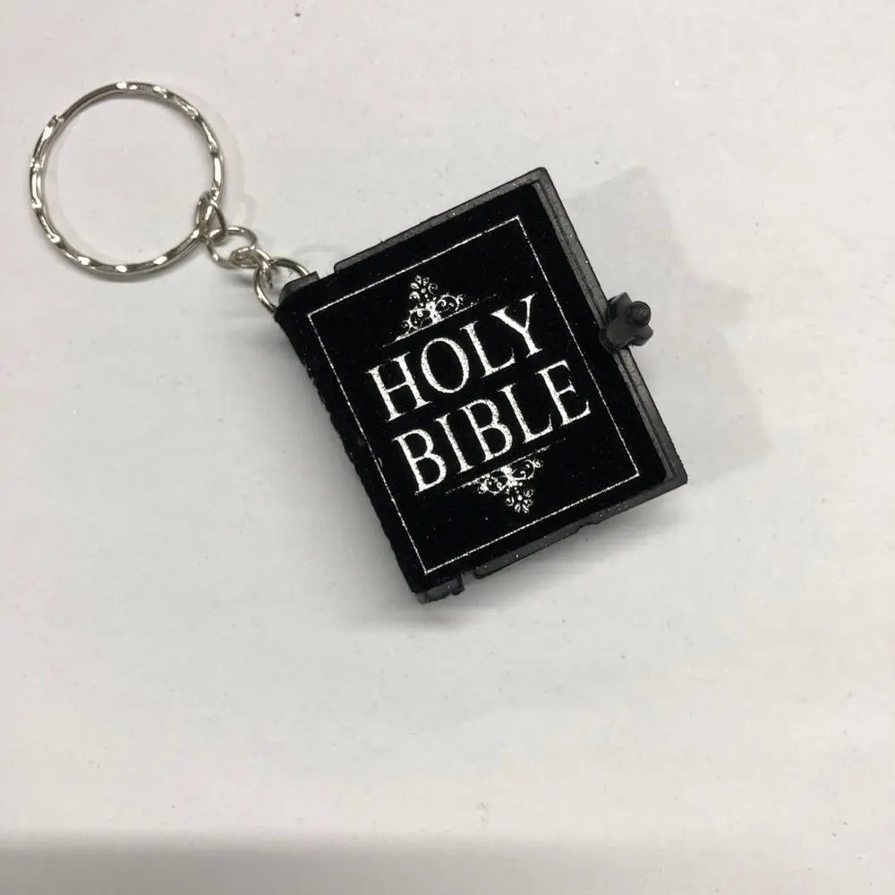 Mini Holy Bible Keychain Real Paper Can Read Religious Christian Cross Keyrings Holder Car Key Chains Fashion Gifts Jewelry