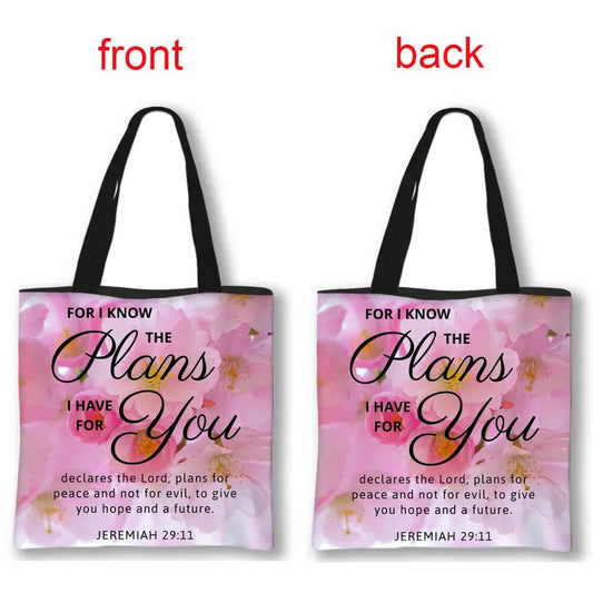 Christian Bible Verse Print Handbag God He Will Sustain You Lady Shopping Fashion Shoulder Bag Girl Travel Tote Bag Gift