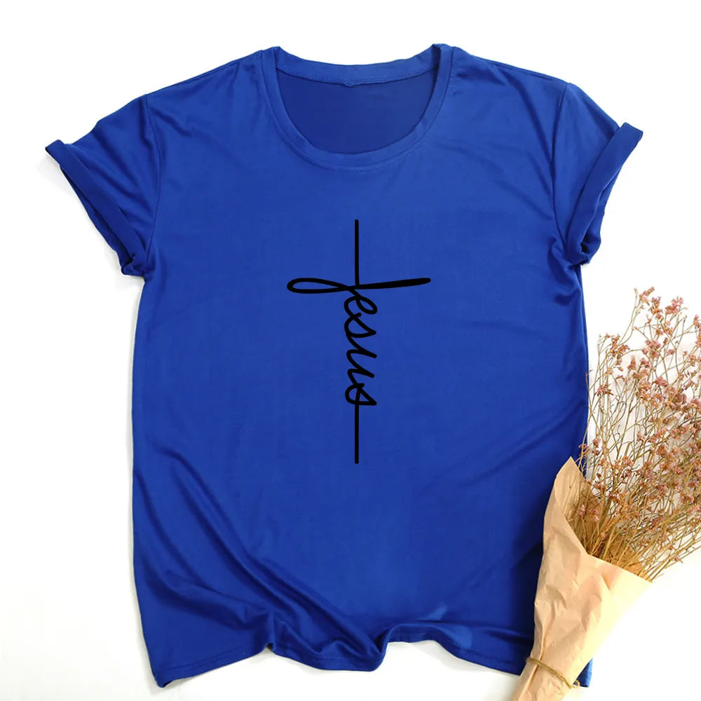 Jesus Cross Tees Tops Christian Shirt Tshirt