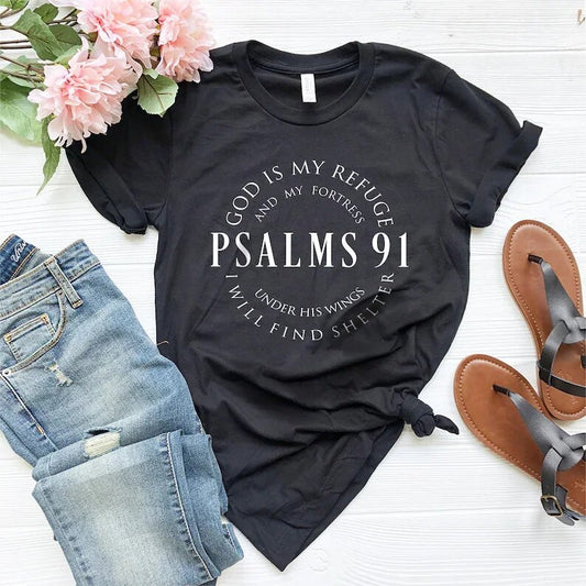 Womens Psalms 91 Christian T-Shirt